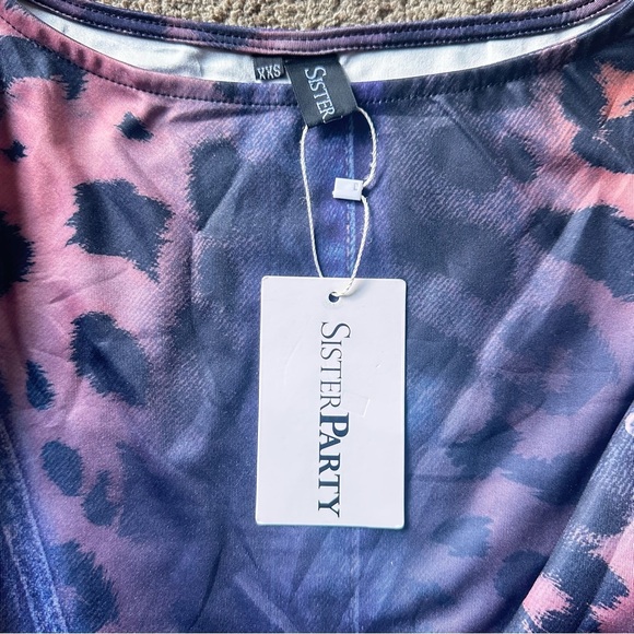 Blue and Purple Long Sleeve Bodycon Dress for Night Out - Picture 5 of 7